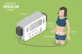 3D Isometric Flat Vector Illustration of Insulin Infusion Pump