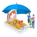 3D Isometric Flat Vector Illustration of Insurance Policy Services. Item 3 Royalty Free Stock Photo