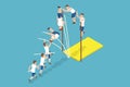 3D Isometric Flat Vector Illustration of Jumping With Pole