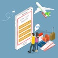3D Isometric Flat Vector Illustration of Low Cost Flight Royalty Free Stock Photo