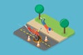 3D Isometric Flat Vector Illustration of Motorcycle Accident Royalty Free Stock Photo