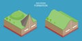 3D Isometric Flat Vector Illustration of Mountain Formation