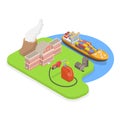 3D Isometric Flat Vector Illustration of Oil Refinery. Item 3 Royalty Free Stock Photo