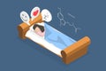 3D Isometric Flat Vector Illustration of Peaceful Nap