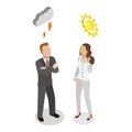 3D Isometric Flat Vector Illustration of Pessimist and Optimist. Item 3 Royalty Free Stock Photo