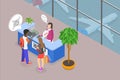 3D Isometric Flat Vector Illustration of QR Code Check-in