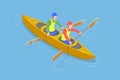 3D Isometric Flat Vector Illustration of Rafting Sport Competition