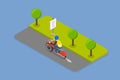 3D Isometric Flat Vector Illustration of Safe Moto Riding Tips Royalty Free Stock Photo