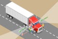 3D Isometric Flat Vector Illustration of Safety Truck Driving Rules Royalty Free Stock Photo