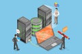 3D Isometric Flat Vector Illustration of Server Configuring Royalty Free Stock Photo