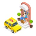 3D Isometric Flat Vector Illustration of Set Of People Leaving Home. Item 1