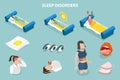 3D Isometric Flat Vector Illustration of Sleep Disorders Royalty Free Stock Photo