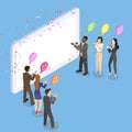 3D Isometric Flat Vector Illustration of Smiling People Clap Hands and Welcoming