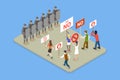 3D Isometric Flat Vector Illustration of Social Protest