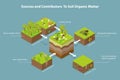 3D Isometric Flat Vector Illustration of Soil Composition Royalty Free Stock Photo