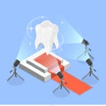 3D Isometric Flat Vector Illustration of Teeth Whitening Royalty Free Stock Photo