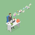 3D Isometric Flat Vector Illustration of Telework