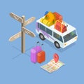 3D Isometric Flat Vector Illustration of Turism and Traveling