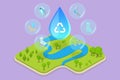 3D Isometric Flat Vector Illustration of Water Saving Royalty Free Stock Photo