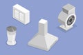 3D Isometric Flat Vector Set of Air Duct System Items Royalty Free Stock Photo