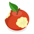 3D Isometric Flat Vector Set of Bitten Apple. Item 2