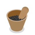 3D Isometric Flat Vector Set of Black Pepper. Item 3