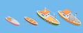 3D Isometric Flat Vector Set of Boats Royalty Free Stock Photo