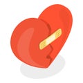 3D Isometric Flat Vector Set of Broken Hearts. Item 3 Royalty Free Stock Photo