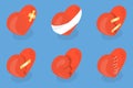 3D Isometric Flat Vector Set of Broken Hearts Royalty Free Stock Photo