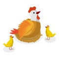 3D Isometric Flat Vector Set of Chickens. Item 2