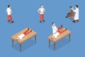 3D Isometric Flat Vector Set of Chiropractic Medicine Scenes Royalty Free Stock Photo