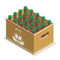 3D Isometric Flat Vector Set of Crates with Beer Bottles. Item 1