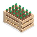 3D Isometric Flat Vector Set of Crates with Beer Bottles. Item 3