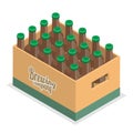 3D Isometric Flat Vector Set of Crates with Beer Bottles. Item 2