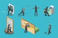 3D Isometric Flat Vector Set of Criminal Set