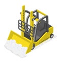 3D Isometric Flat Vector Set of Different Snowplows. Item 5