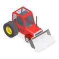 3D Isometric Flat Vector Set of Different Snowplows. Item 2