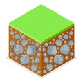 3D Isometric Flat Vector Set of Different Soil Layers. Item 4 Royalty Free Stock Photo