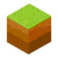 3D Isometric Flat Vector Set of Different Soil Layers. Item 2 Royalty Free Stock Photo