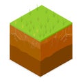 3D Isometric Flat Vector Set of Different Soil Layers. Item 2