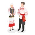 3D Isometric Flat Vector Set of Europeam Tradition Clothes. Item 1 Royalty Free Stock Photo