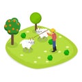 3D Isometric Flat Vector Set of Farms. Item 3