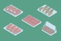 3D Isometric Flat Vector Set of Frozen Meat Royalty Free Stock Photo
