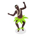 3D Isometric Flat Vector Set of Hawaiian Dancers. Item 5