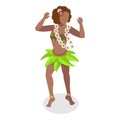 3D Isometric Flat Vector Set of Hawaiian Dancers. Item 6