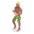 3D Isometric Flat Vector Set of Hawaiian Dancers. Item 2