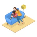 3D Isometric Flat Vector Set of Parent Support Scenes. Item 2