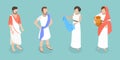 3D Isometric Flat Vector Set of Roman People