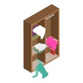 3D Isometric Flat Vector Set of Scattered and Messy Clothes. Item 1