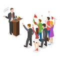 3D Isometric Flat Vector Set of Scenes with Politicians. Item 1 Royalty Free Stock Photo